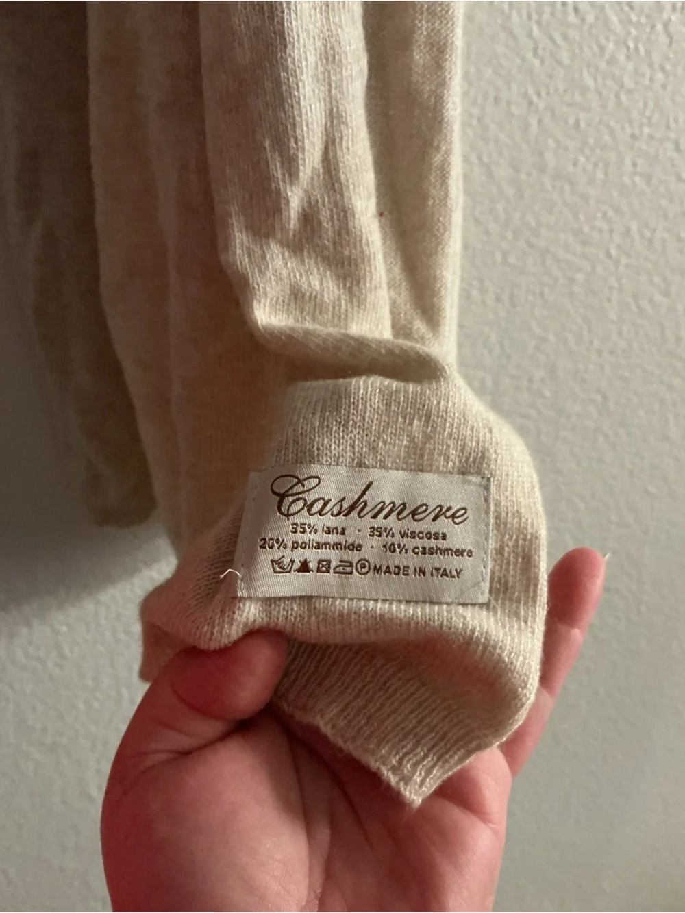 Made in Italy Cashmere Wrap Shawl Scarf Neutral Beige